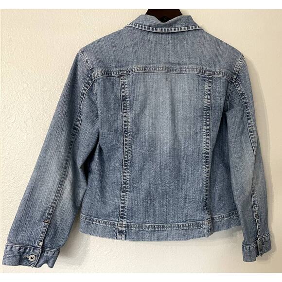 Chico's Platinum Light Blue Denim Button Front Jacket Size Large - Picture 3 of 3